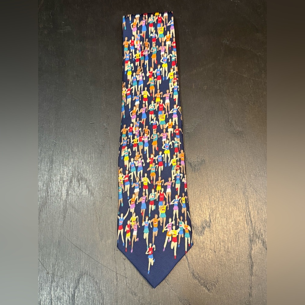 Vintage Lynn Neckwear Novelty Marathon Silk Necktie Tie